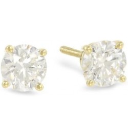 1 Carat Solitaire Diamond Stud Earrings Round Brilliant Shape 4 Prong Screw Back (J-K Color, I1 Clarity) Yellow Gold 18K $425...