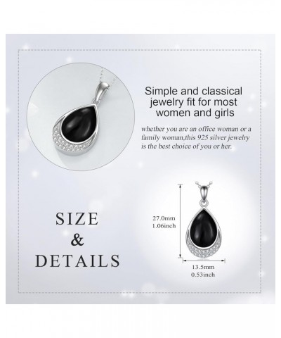 Moonstone Necklace 925 Sterling Silver Cubic Zirconia Teardrop Pendant Necklace Jewelry for Women Girls J-Black Onyx $22.56 N...