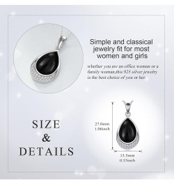 Moonstone Necklace 925 Sterling Silver Cubic Zirconia Teardrop Pendant Necklace Jewelry for Women Girls J-Black Onyx $22.56 N...