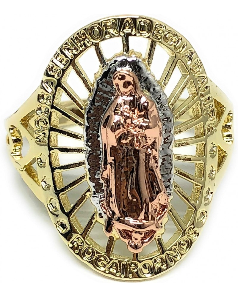 Gold Plated Women's Tri-Color Virgin Mary Ring Virgen de Guadalupe Anillo $13.50 Rings