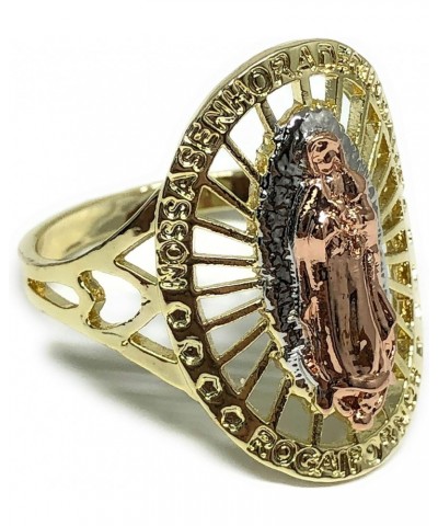 Gold Plated Women's Tri-Color Virgin Mary Ring Virgen de Guadalupe Anillo $13.50 Rings