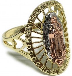 Gold Plated Women's Tri-Color Virgin Mary Ring Virgen de Guadalupe Anillo $13.50 Rings