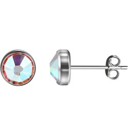 G23 Titanium Crystal Stud Earrings for Women Girls Earrings Hypoallergenic 4mm 5mm 7mm Nickel Free Earring Studs for Sensitiv...