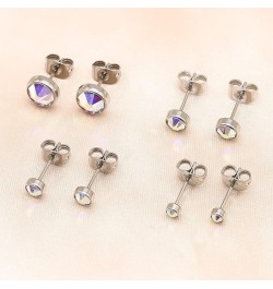 G23 Titanium Crystal Stud Earrings for Women Girls Earrings Hypoallergenic 4mm 5mm 7mm Nickel Free Earring Studs for Sensitiv...