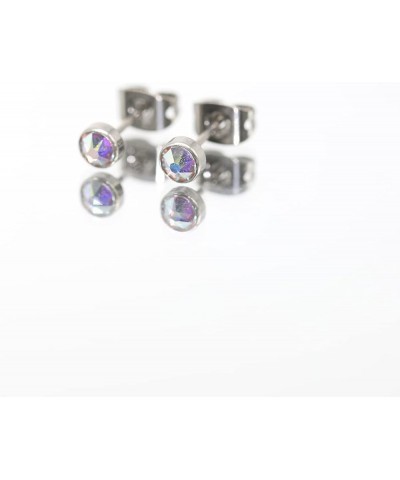 G23 Titanium Crystal Stud Earrings for Women Girls Earrings Hypoallergenic 4mm 5mm 7mm Nickel Free Earring Studs for Sensitiv...