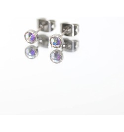 G23 Titanium Crystal Stud Earrings for Women Girls Earrings Hypoallergenic 4mm 5mm 7mm Nickel Free Earring Studs for Sensitiv...