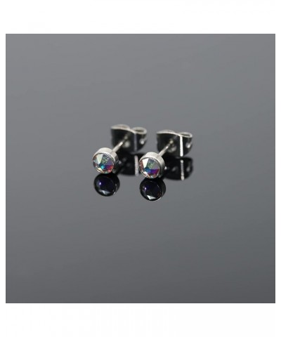 G23 Titanium Crystal Stud Earrings for Women Girls Earrings Hypoallergenic 4mm 5mm 7mm Nickel Free Earring Studs for Sensitiv...