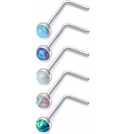 18G 20G 22G Titanium Nose Rings Opal Nose Studs for Women Men G23 Opal Nose Rings Nostril Piercing Jewelry Top Opal 1.5mm 2mm...