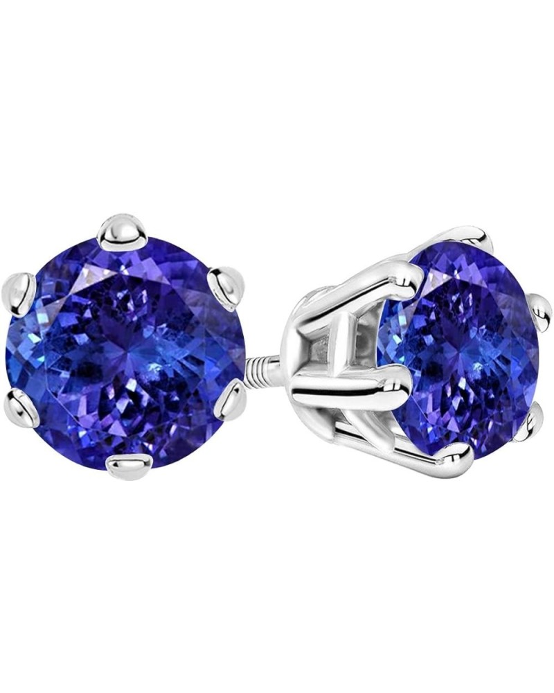 1/2-10 Carat Total Weight Tanzanite Stud Earrings 6 Prong Screw Back White Gold 2.0 carats $664.57 Earrings