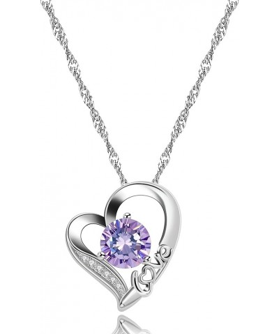 3 Hearts Infinity Necklace - Crystal Love Heart Pendant Necklace Silver Tone Cubic Zirconia Birthstone Jewelry Gifts for Wome...