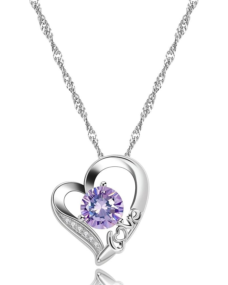 3 Hearts Infinity Necklace - Crystal Love Heart Pendant Necklace Silver Tone Cubic Zirconia Birthstone Jewelry Gifts for Wome...