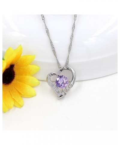 3 Hearts Infinity Necklace - Crystal Love Heart Pendant Necklace Silver Tone Cubic Zirconia Birthstone Jewelry Gifts for Wome...