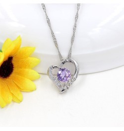 3 Hearts Infinity Necklace - Crystal Love Heart Pendant Necklace Silver Tone Cubic Zirconia Birthstone Jewelry Gifts for Wome...