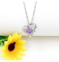 3 Hearts Infinity Necklace - Crystal Love Heart Pendant Necklace Silver Tone Cubic Zirconia Birthstone Jewelry Gifts for Wome...