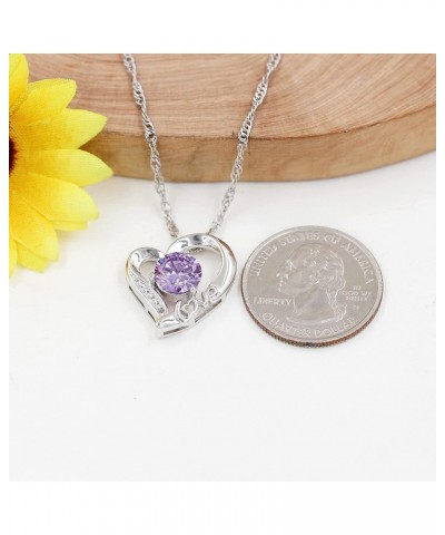 3 Hearts Infinity Necklace - Crystal Love Heart Pendant Necklace Silver Tone Cubic Zirconia Birthstone Jewelry Gifts for Wome...