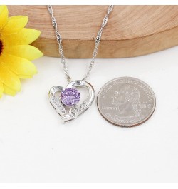 3 Hearts Infinity Necklace - Crystal Love Heart Pendant Necklace Silver Tone Cubic Zirconia Birthstone Jewelry Gifts for Wome...