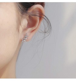 Cute Leaf Stud 925 Sterling Silver Earrings for Women Girls Hypoallergenic Small Olive Leaves Branch Cartilage Ear Climbers S...