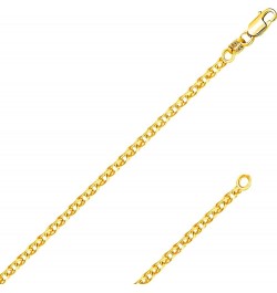 REAL Solid 14K Yellow Gold 1.50mm,1.7mm, 2.0mm Flat Open Wheat Spiga Chain Necklace with Lobster Claw Clasp | Multiple Length...