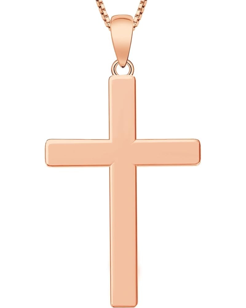 Cross Necklace for Women 925 Sterling Silver Polished Cross Pendant Necklace Simple Jewelry Gifts for Men Rose Gold 0.79 Inch...