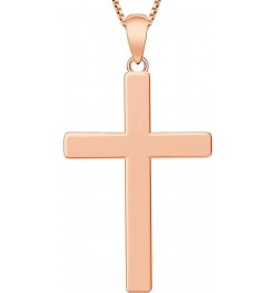 Cross Necklace for Women 925 Sterling Silver Polished Cross Pendant Necklace Simple Jewelry Gifts for Men Rose Gold 0.79 Inch...