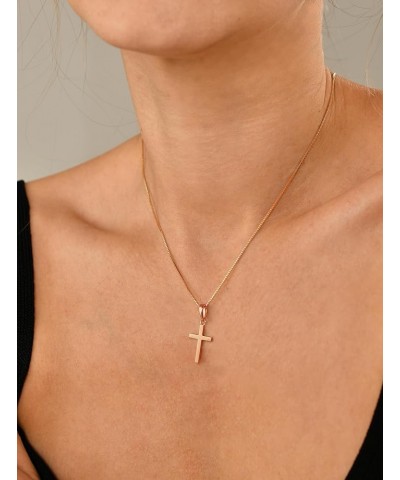 Cross Necklace for Women 925 Sterling Silver Polished Cross Pendant Necklace Simple Jewelry Gifts for Men Rose Gold 0.79 Inch...