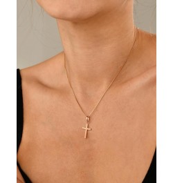 Cross Necklace for Women 925 Sterling Silver Polished Cross Pendant Necklace Simple Jewelry Gifts for Men Rose Gold 0.79 Inch...