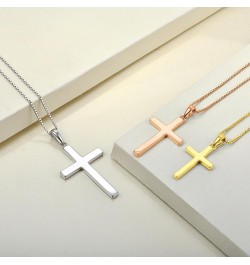 Cross Necklace for Women 925 Sterling Silver Polished Cross Pendant Necklace Simple Jewelry Gifts for Men Rose Gold 0.79 Inch...