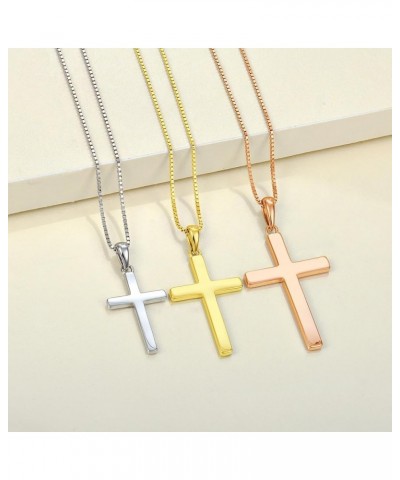 Cross Necklace for Women 925 Sterling Silver Polished Cross Pendant Necklace Simple Jewelry Gifts for Men Rose Gold 0.79 Inch...