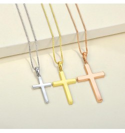 Cross Necklace for Women 925 Sterling Silver Polished Cross Pendant Necklace Simple Jewelry Gifts for Men Rose Gold 0.79 Inch...