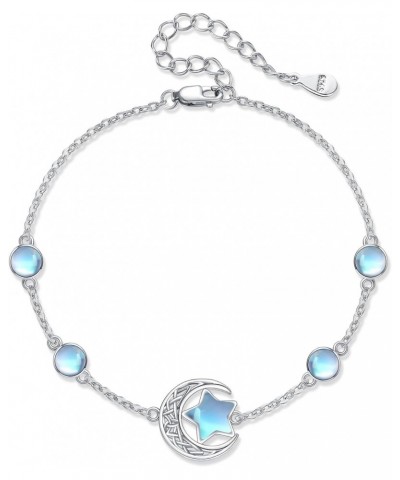 Moonstone Anklet Sterling Silver Moon and Star Anklet Moonstone Bracelet Jewelry Gift for Girls Women $14.88 Anklets