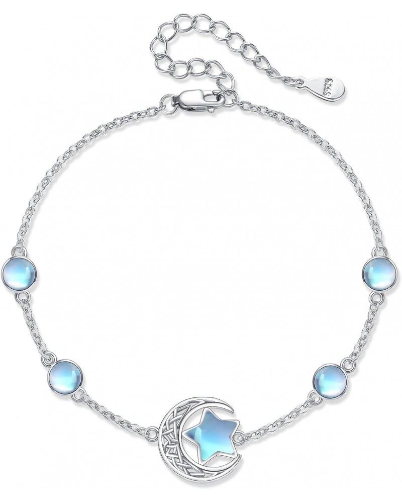 Moonstone Anklet Sterling Silver Moon and Star Anklet Moonstone Bracelet Jewelry Gift for Girls Women $14.88 Anklets