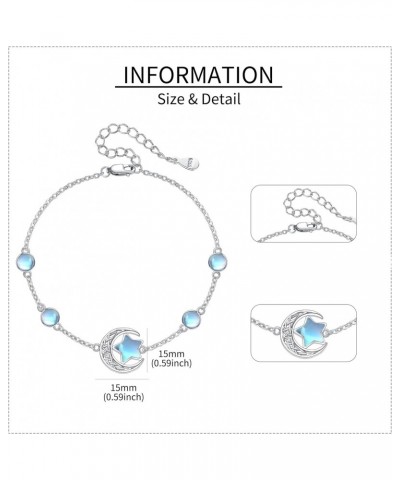 Moonstone Anklet Sterling Silver Moon and Star Anklet Moonstone Bracelet Jewelry Gift for Girls Women $14.88 Anklets