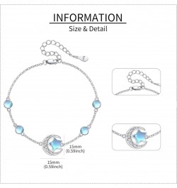 Moonstone Anklet Sterling Silver Moon and Star Anklet Moonstone Bracelet Jewelry Gift for Girls Women $14.88 Anklets