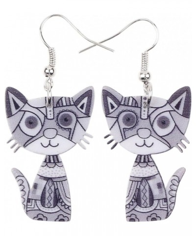 Acrylic Drop Cat Earrings Pets Funny Design 7 Color Lovely Gift For Girl Women By The Gray $7.07 Earrings