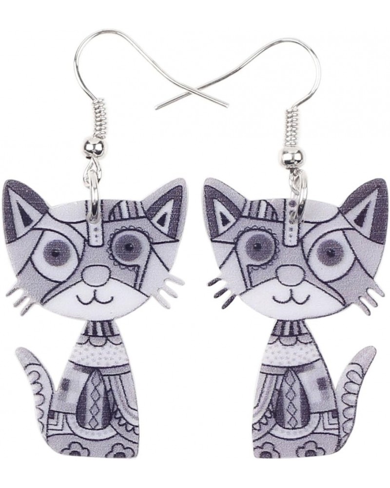 Acrylic Drop Cat Earrings Pets Funny Design 7 Color Lovely Gift For Girl Women By The Gray $7.07 Earrings