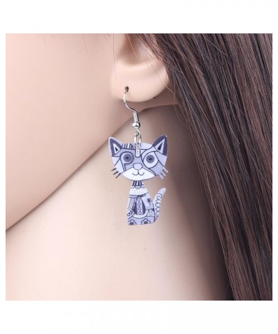 Acrylic Drop Cat Earrings Pets Funny Design 7 Color Lovely Gift For Girl Women By The Gray $7.07 Earrings