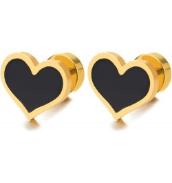 Pair of Womens Stainless Steel Flat Heart Stud Earrings with Enamel, Screw Back B-Metal Color:Gold-02 $10.25 Earrings