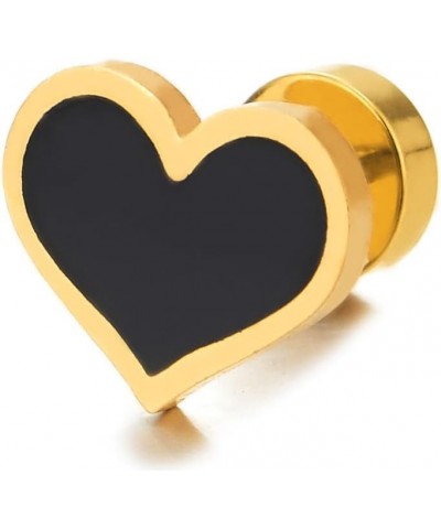 Pair of Womens Stainless Steel Flat Heart Stud Earrings with Enamel, Screw Back B-Metal Color:Gold-02 $10.25 Earrings