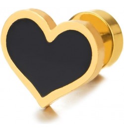 Pair of Womens Stainless Steel Flat Heart Stud Earrings with Enamel, Screw Back B-Metal Color:Gold-02 $10.25 Earrings