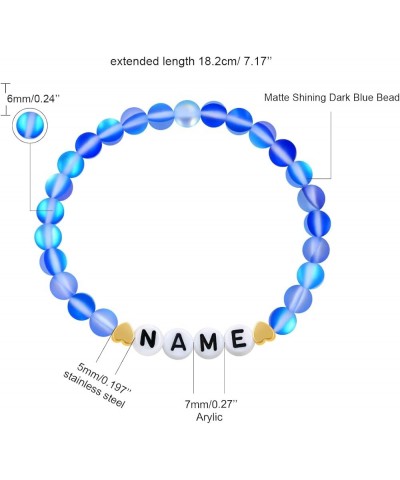 Personalized Name Customized Letter Bead Bracelet, 6mm Matte Shinning Beads Crystal Bracelets Blue $7.49 Bracelets