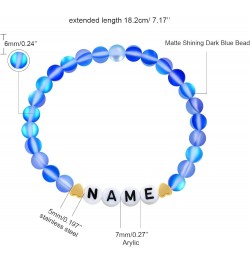 Personalized Name Customized Letter Bead Bracelet, 6mm Matte Shinning Beads Crystal Bracelets Blue $7.49 Bracelets