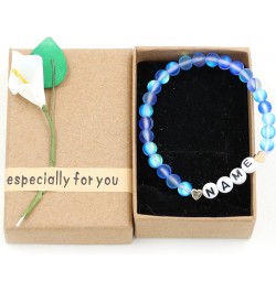 Personalized Name Customized Letter Bead Bracelet, 6mm Matte Shinning Beads Crystal Bracelets Blue $7.49 Bracelets