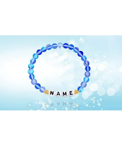 Personalized Name Customized Letter Bead Bracelet, 6mm Matte Shinning Beads Crystal Bracelets Blue $7.49 Bracelets