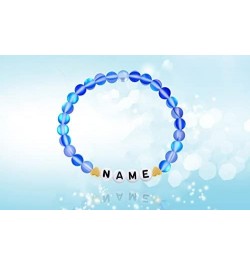 Personalized Name Customized Letter Bead Bracelet, 6mm Matte Shinning Beads Crystal Bracelets Blue $7.49 Bracelets