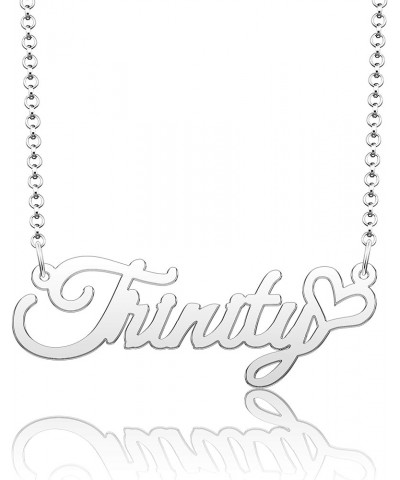 Personalized Name Necklace Custom Gold Name Plate Necklace Sterling Silver Love Heart Pendant Gift Card Trinity-silver $13.04...