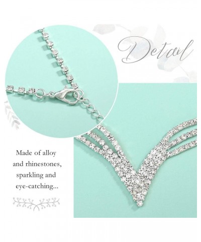 Wedding Jewelry Set Silver Rhinestone Necklace Earrings Set Prom Party Jewelry sets for Brides and Women $7.07 Jewelry Sets