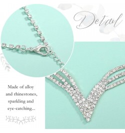 Wedding Jewelry Set Silver Rhinestone Necklace Earrings Set Prom Party Jewelry sets for Brides and Women $7.07 Jewelry Sets