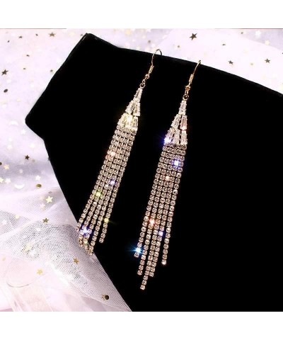 Earrings For Women Crystal Long Tassel Earrings for Women Silver Gold Rhinestone Earrings Dangling For Women Girls Dangle Ear...