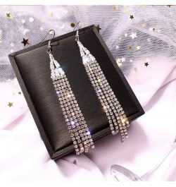 Earrings For Women Crystal Long Tassel Earrings for Women Silver Gold Rhinestone Earrings Dangling For Women Girls Dangle Ear...