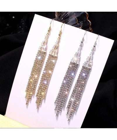 Earrings For Women Crystal Long Tassel Earrings for Women Silver Gold Rhinestone Earrings Dangling For Women Girls Dangle Ear...